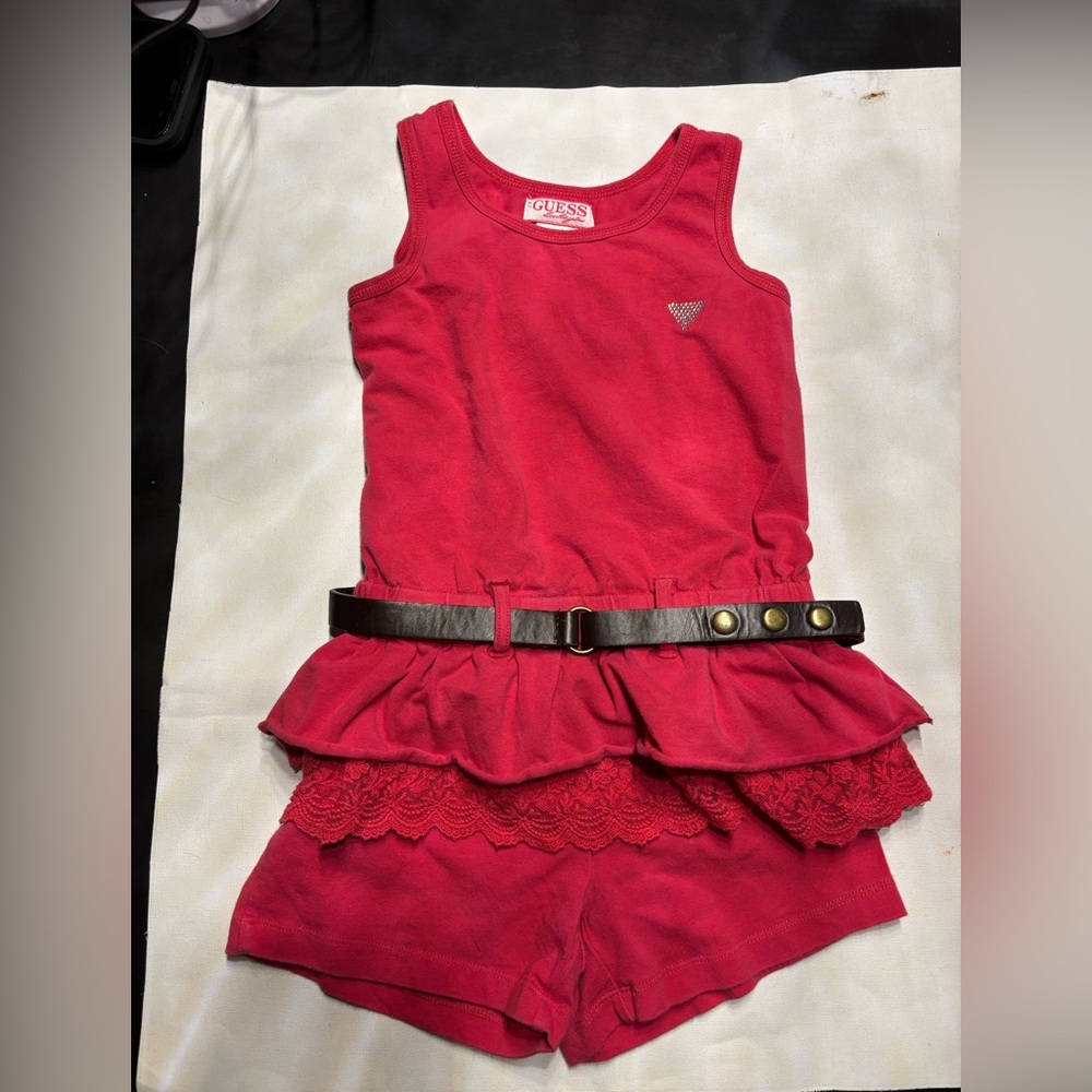 🔮 Guess Red Sleeveless Romper with Belt